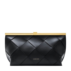 Anine Bing Braided Leather Clutch, Sort